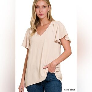 🆕 Zenana WOVEN AIRFLOW FLUTTER SLEEVE TOP